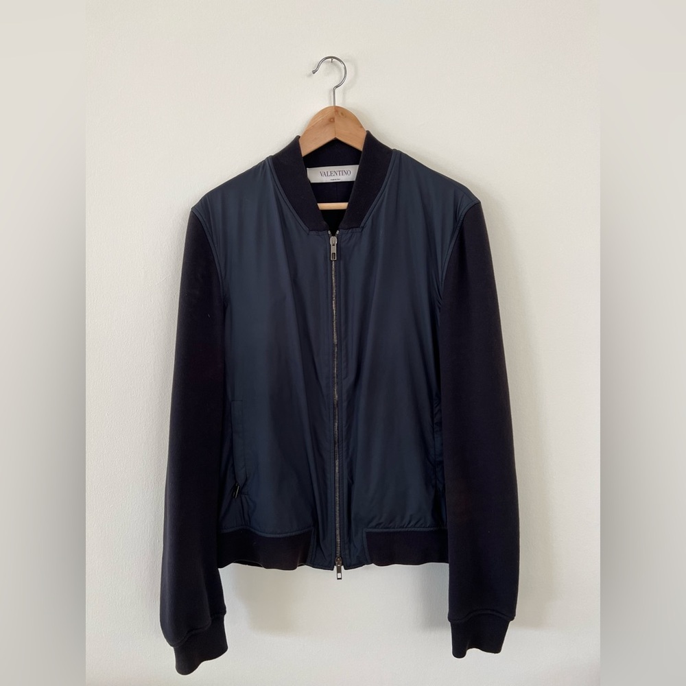 Valentino light-weight, navy blue and black bomber jacket